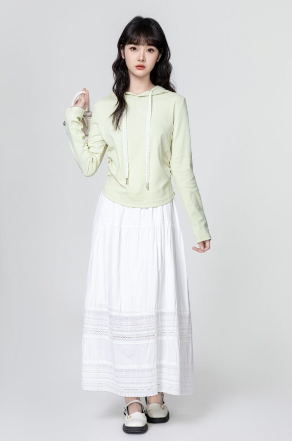 Mint Ruched Hoodie Long Sleeve Tee