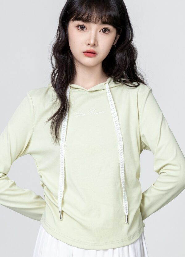 Mint Ruched Hoodie Long Sleeve Tee - Image 5