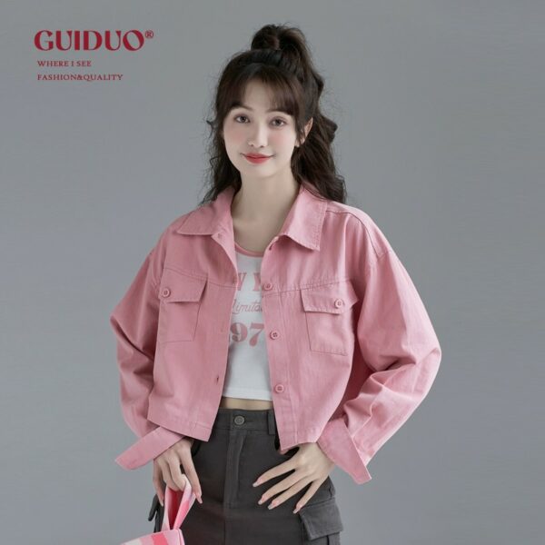 Pink Denim Jacket Short Design - Image 11