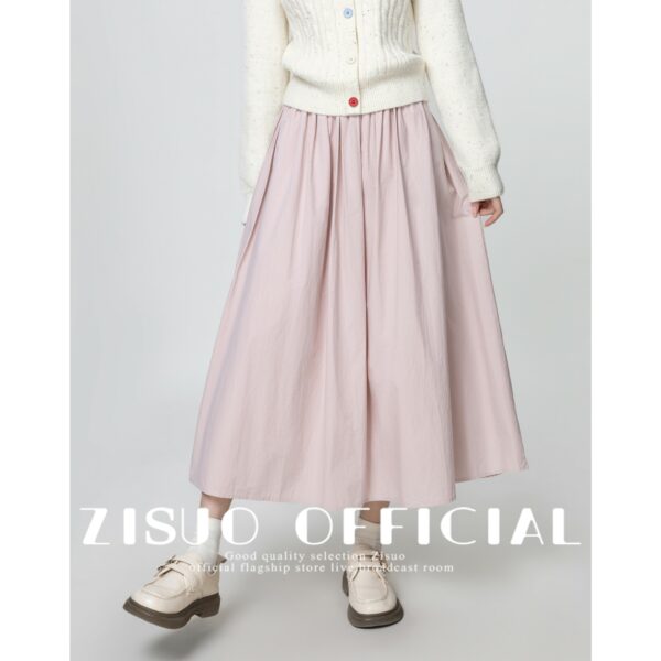 Pink Highwaist Pleated Midi Skirt - Image 8