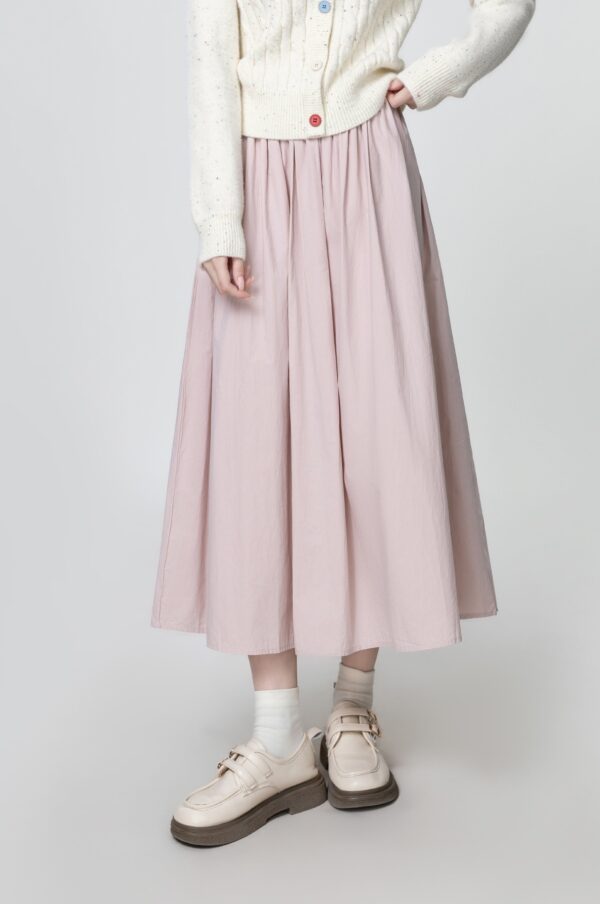 Pink Highwaist Pleated Midi Skirt