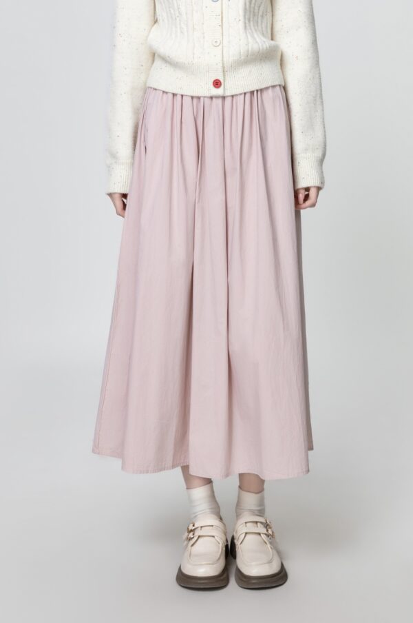 Pink Highwaist Pleated Midi Skirt - Image 2