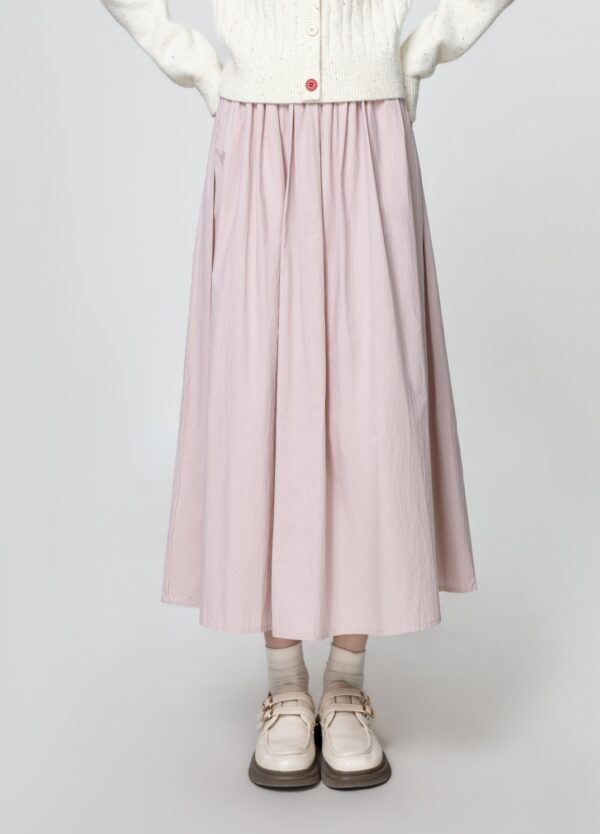 Pink Highwaist Pleated Midi Skirt - Image 4