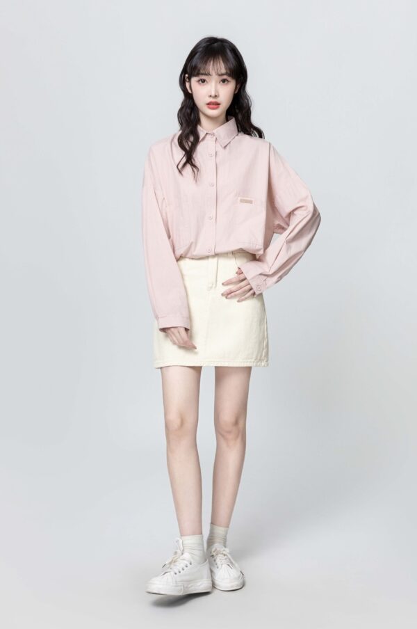 Pink Long Sleeve Polo Shirt - Image 4