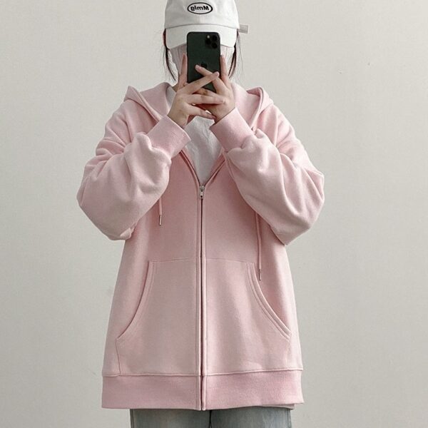 Pink Oversized Hooded Casual Jacket | Wonhee - ILLIT - Image 2