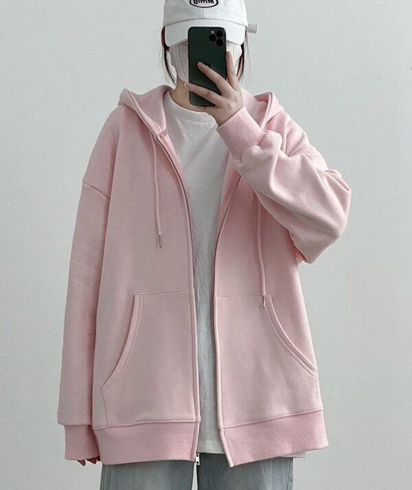 Pink Oversized Hooded Casual Jacket | Wonhee - ILLIT