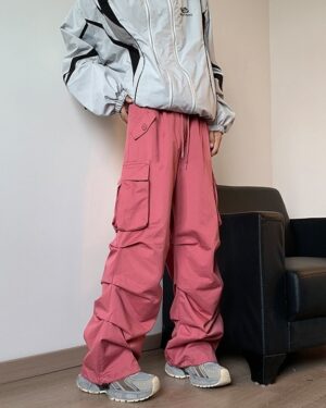 Pink Side Pleats Cargo Pants | Iroha - ILLIT