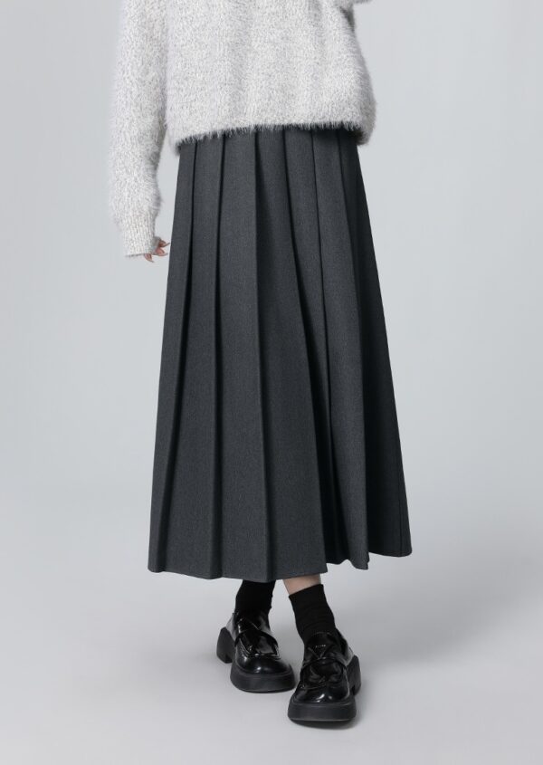 Pleated Black Aline Midi Skirt - Image 13