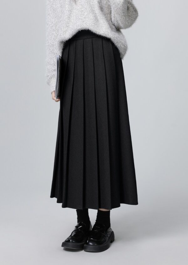 Pleated Black Aline Midi Skirt - Image 5