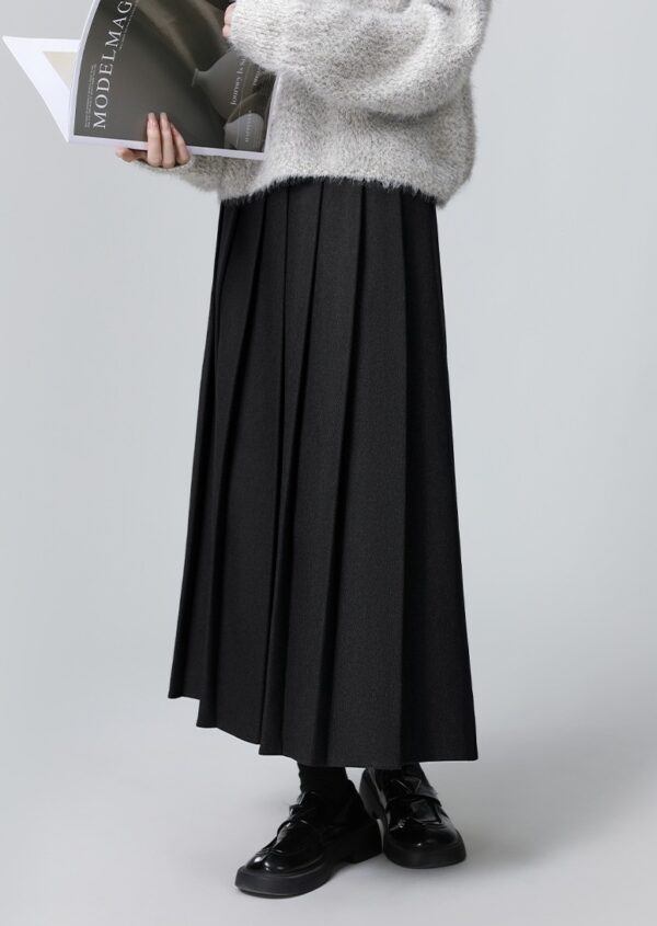 Pleated Black Aline Midi Skirt - Image 9