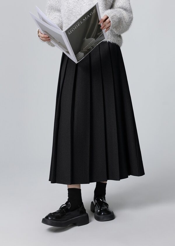 Pleated Black Aline Midi Skirt - Image 10