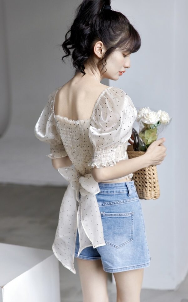 Polka Dot Puff Sleeve Blouse - Image 7