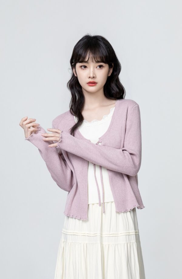 Purple Colorblock Knit Sweater Top - Image 5