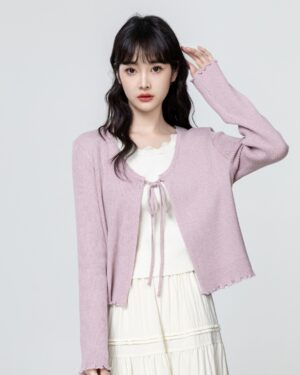 Purple Colorblock Knit Sweater Top