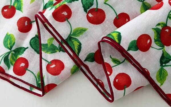 Red And White Cherry Pattern Scarf | Minju - ILLIT - Image 3