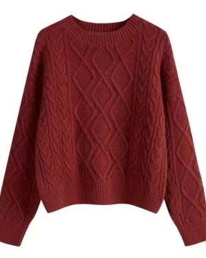 Red Diamond Stitch Knitted Sweater | Ji Kang Hee - Motel California