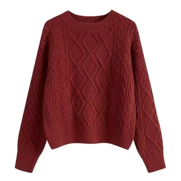 Red Diamond Stitch Knitted Sweater | Ji Kang Hee - Motel California