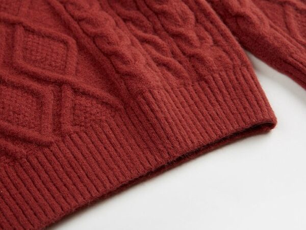 Red Diamond Stitch Knitted Sweater | Ji Kang Hee - Motel California - Image 3