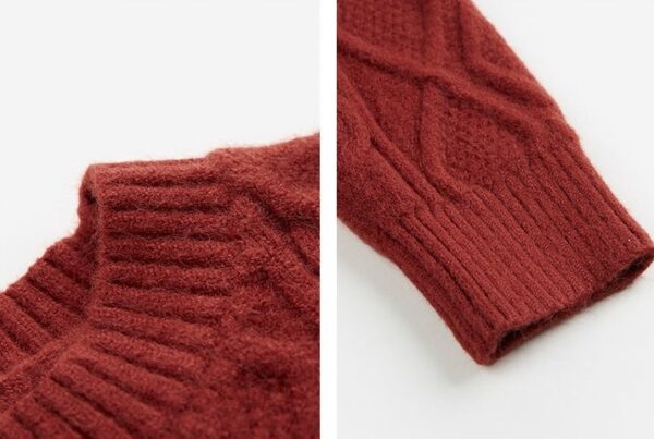 Red Diamond Stitch Knitted Sweater | Ji Kang Hee - Motel California - Image 2