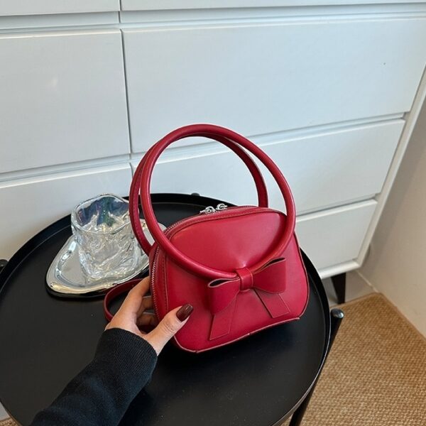 Red Faux Leather Bow Mini Bag | Lisa - BlackPink - Image 4