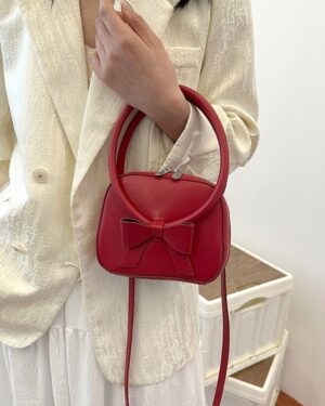 Red Faux Leather Bow Mini Bag | Lisa - BlackPink