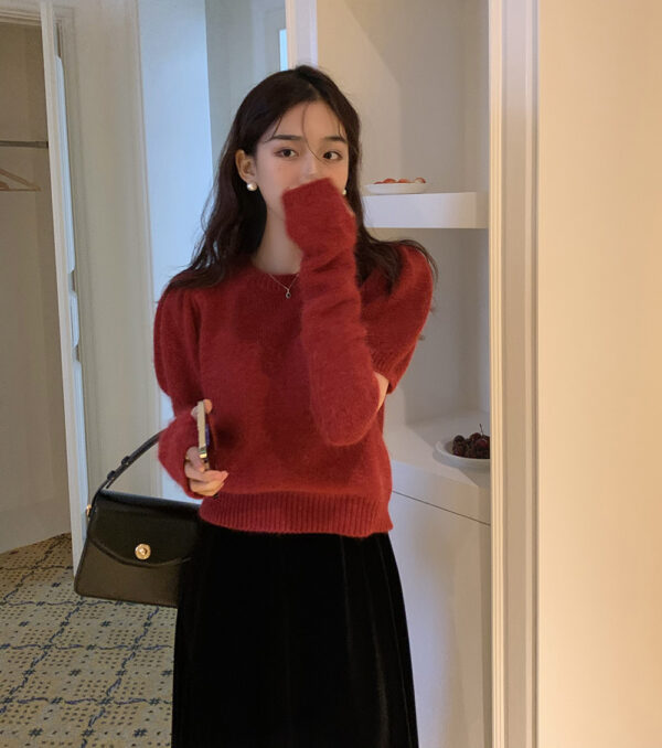 Red Knit Top With Arm Sleeves | Jisoo - BlackPink