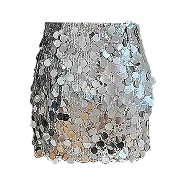 Silver Big Sequins Mini Skirt | Jisoo - BlackPink - Image 5