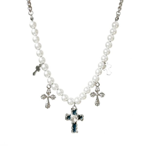 Silver Cross Pendants Pearl Necklace | Chung Ha - Image 7