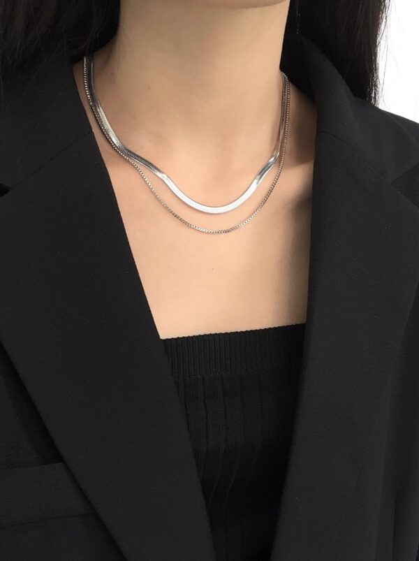 Silver Double Chain Layered Necklace | Chung Ha