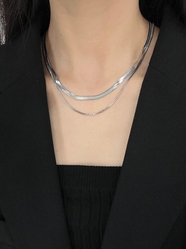 Silver Double Chain Layered Necklace | Chung Ha - Image 2