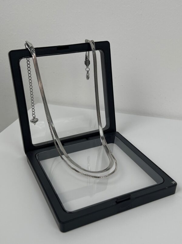 Silver Double Chain Layered Necklace | Chung Ha - Image 4