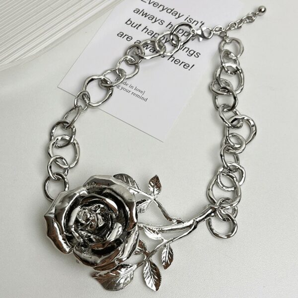 Silver Rose Statement Necklace | Chung Ha - Image 4