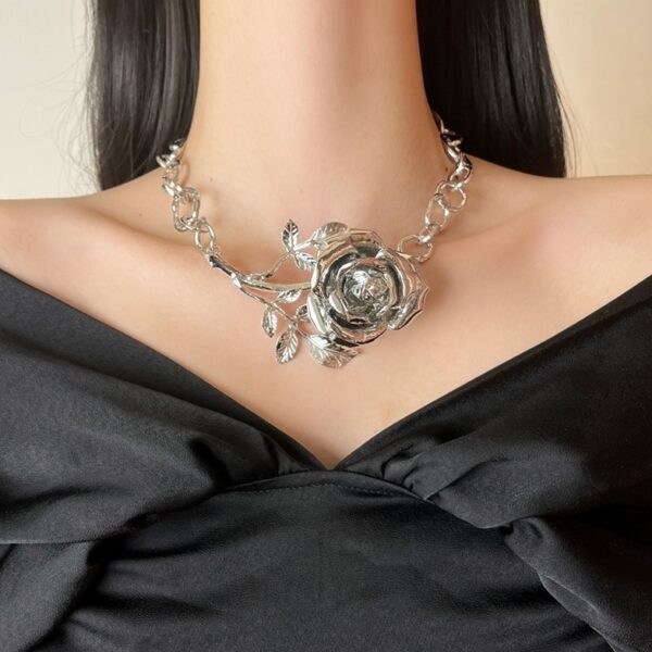 Silver Rose Statement Necklace | Chung Ha