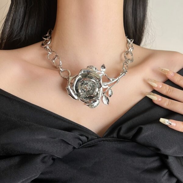 Silver Rose Statement Necklace | Chung Ha - Image 2