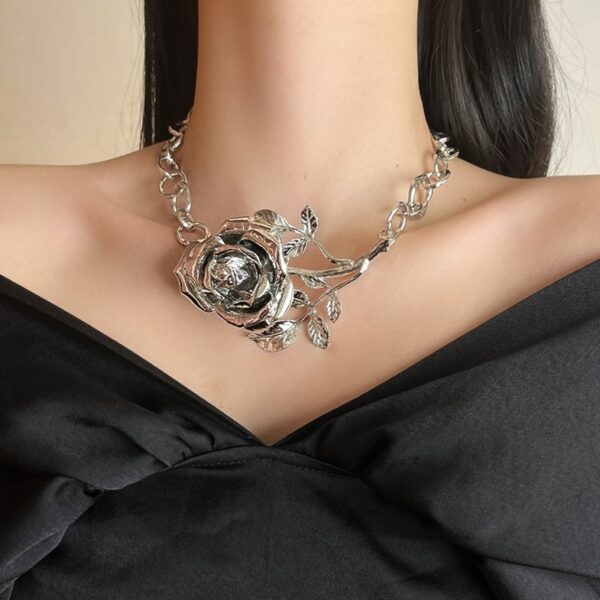 Silver Rose Statement Necklace | Chung Ha - Image 3