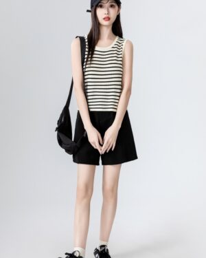 Striped Knit Sleeveless Top