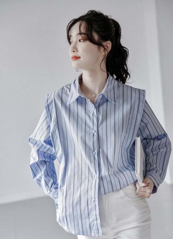 Striped Long Sleeve French Shirt - Image 17