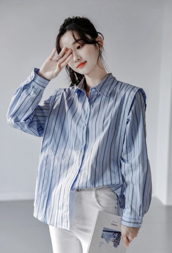 Striped Long Sleeve French Shirt - Image 9