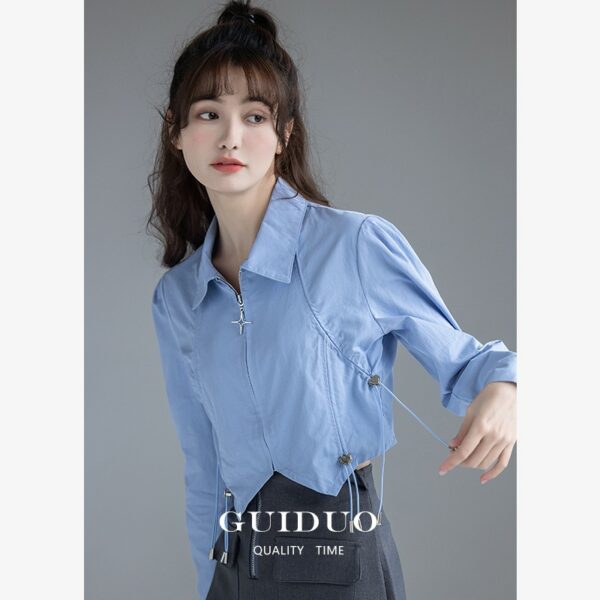 Stylish Puff Sleeve Short Blouse - Image 18