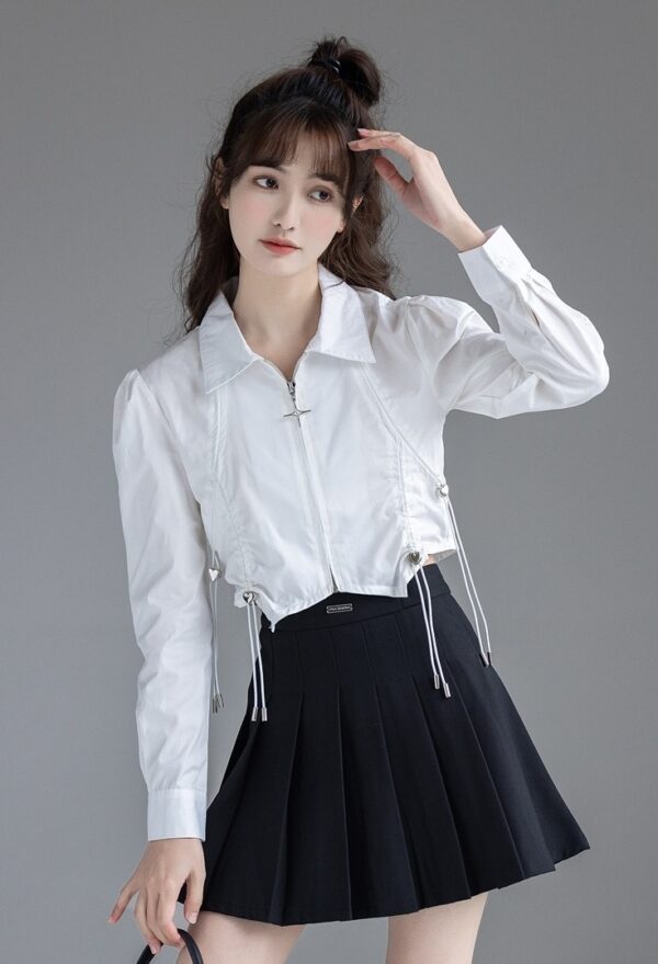 Stylish Puff Sleeve Short Blouse - Image 7