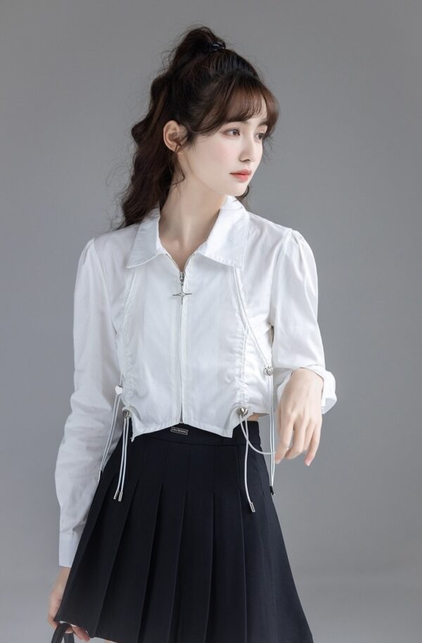 Stylish Puff Sleeve Short Blouse - Image 12