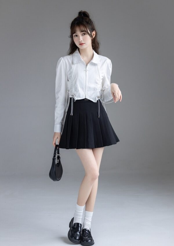 Stylish Puff Sleeve Short Blouse - Image 15