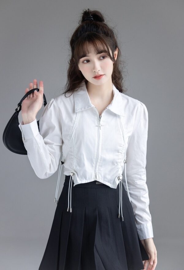 Stylish Puff Sleeve Short Blouse - Image 4