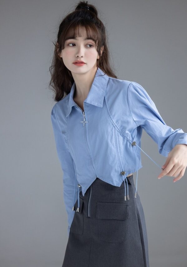 Stylish Puff Sleeve Short Blouse - Image 5