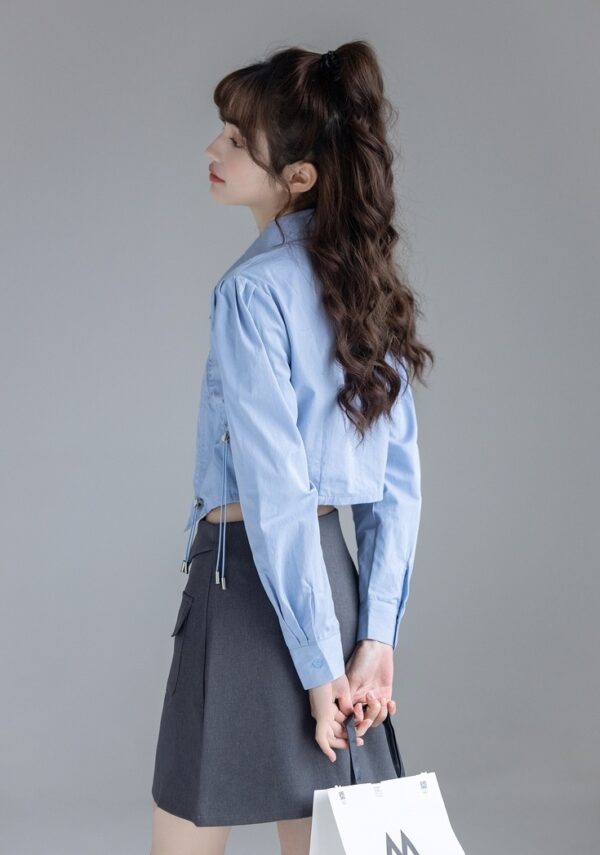 Stylish Puff Sleeve Short Blouse - Image 6