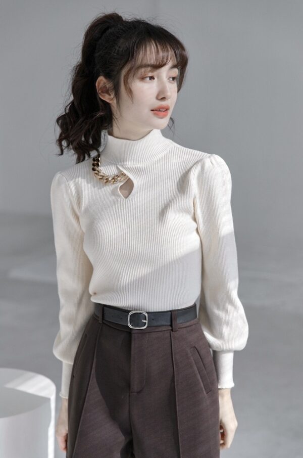 Stylish Red High Neck Sweater - Image 14