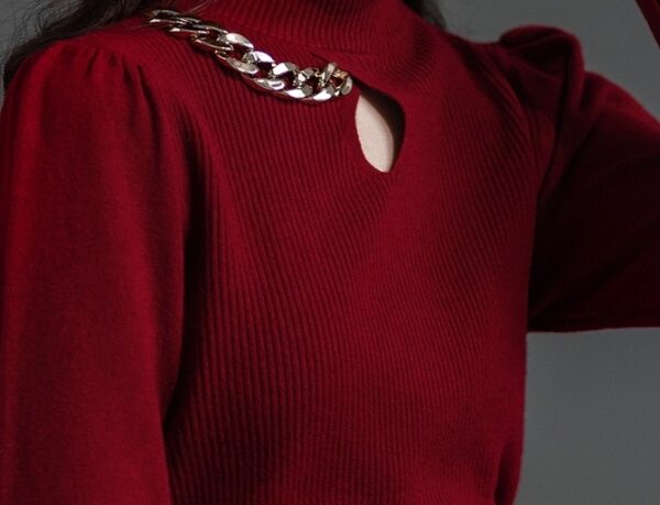 Stylish Red High Neck Sweater - Image 5