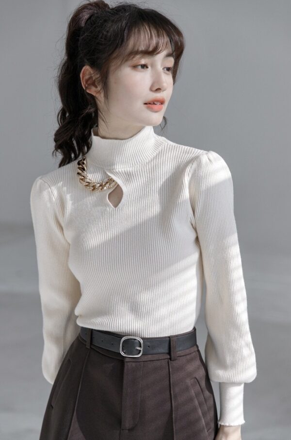 Stylish Red High Neck Sweater - Image 10