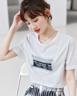 Stylish White Cotton Summer T-Shirt