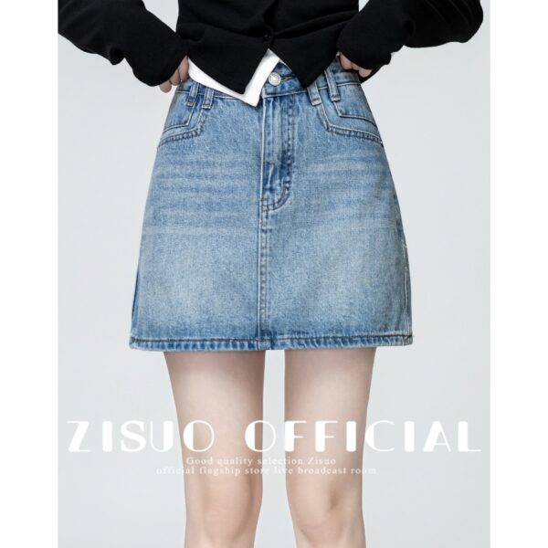 Vintage Blue Highwaist Denim Skirt - Image 9